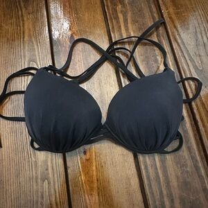 Black Strappy Women's Bikini Top- 38D